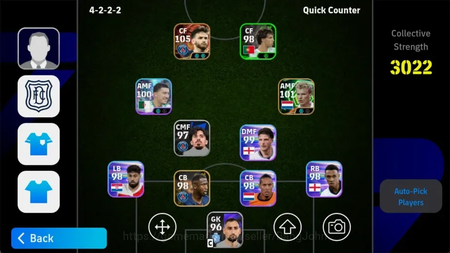 eFootball Accounts Legends & Iconic Players Mobile |PW 3022|BIGT Kvaratskhelia,Epic Bergkamp,Shwt Yamal Messi4card|Coach 1