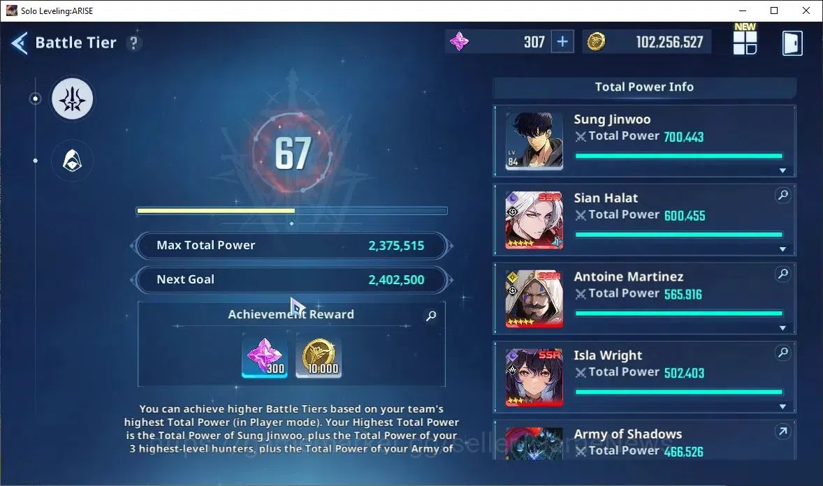 Solo Leveling: ARISE Accounts 2,3M Pwr|Light,Dark Team|25 SSR [HalatA6+SignA1,AntonieA5+SignA3,Cha HaeA2+SignA2(Meri 9