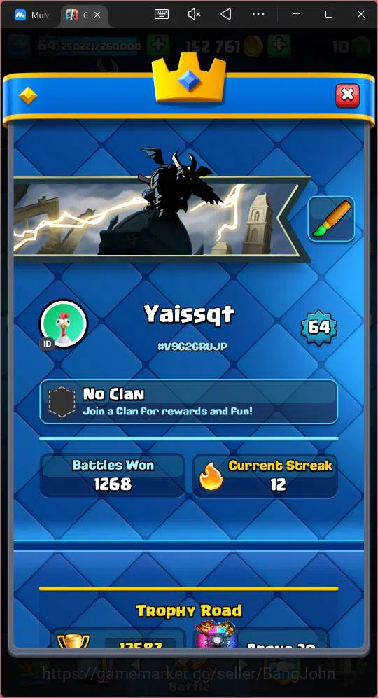 Clash Royale Accounts Lv 64|Trophy 12687|KTL 15|Card 121| 7 Hero|13 EVO| image 4