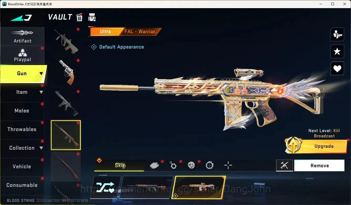 Blood Strike Accounts High-End ASIA|Ultra Melee TalonKnife-Sanctum|1 Limited Gun:Origin-12|2 Ultra Gun|5 Legendary Gun|Check 5