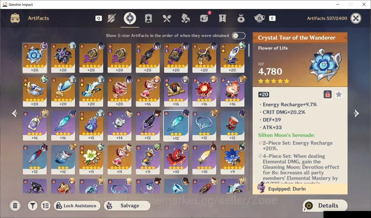 Genshin Impact Accounts Others ASIA|AR 55|4 Limited CHAR +1 5*Wpn|Ineffa, Yelan, Durin, Venti|Low Explore|Check 5