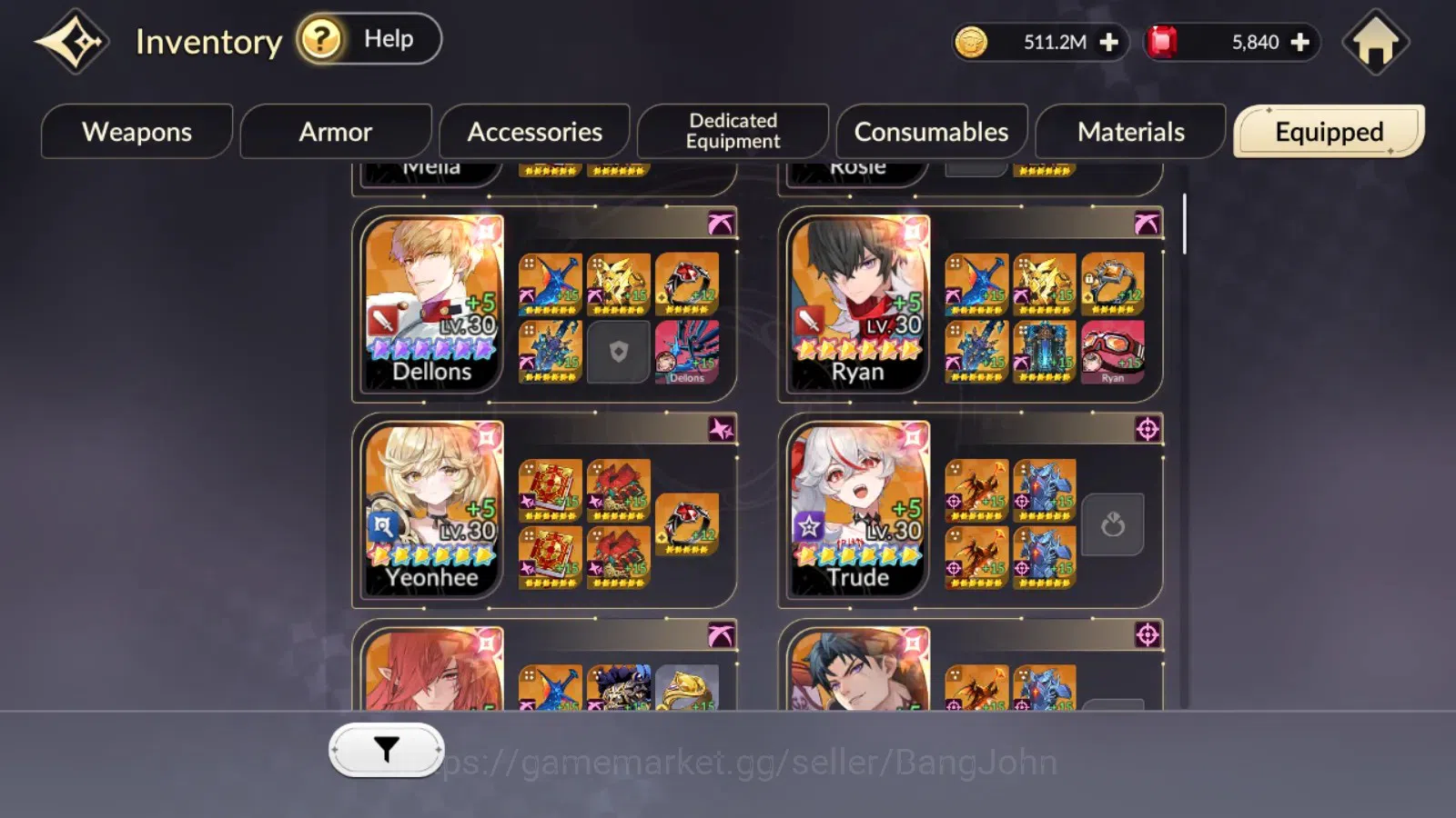 Seven Knights Re:Birth Accounts Global|4EX7(TC4Juri,TC2Fai,Melia,Rosie)48TC6(Dello image 13