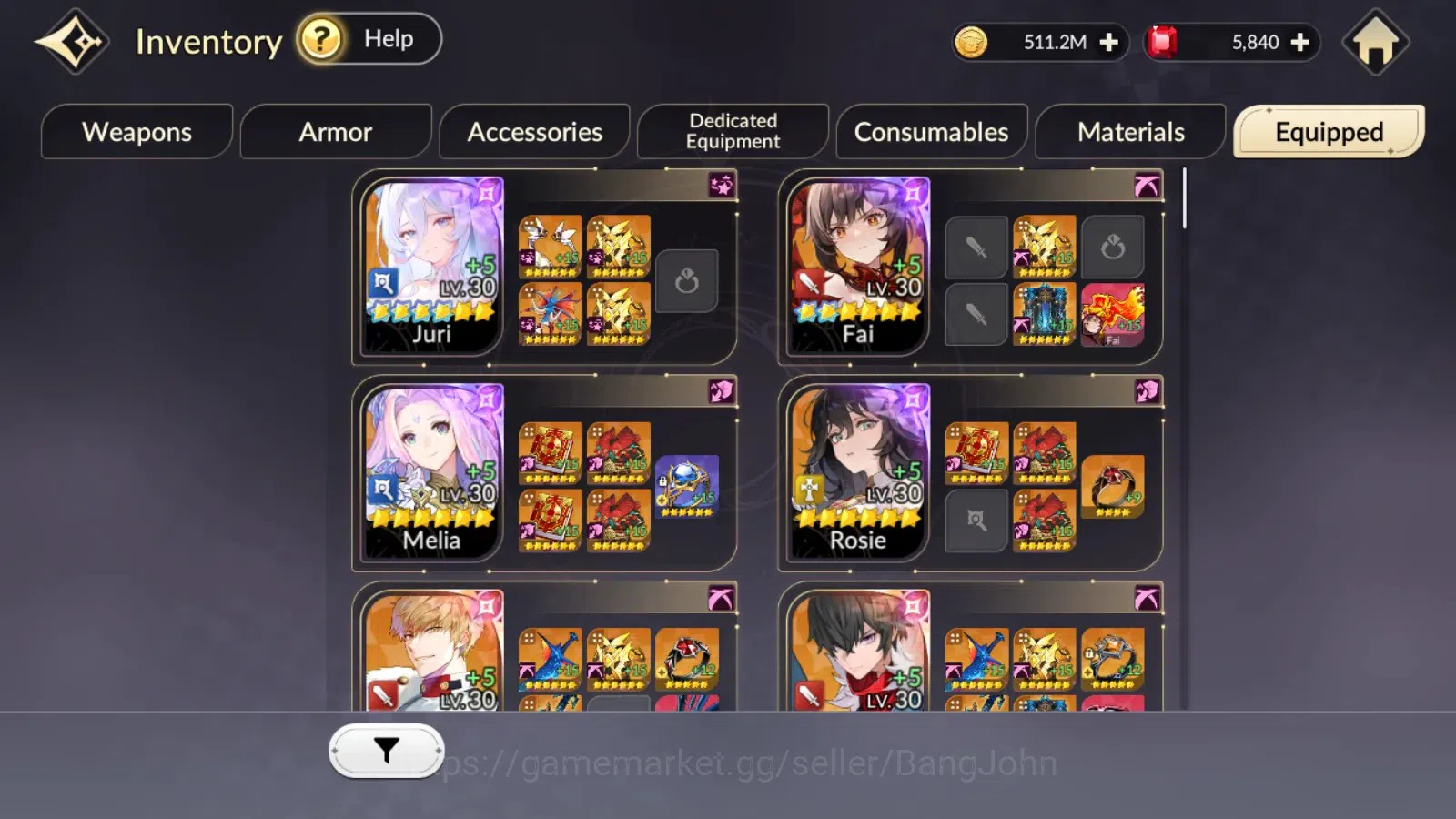 Seven Knights Re:Birth Accounts Global|4EX7(TC4Juri,TC2Fai,Melia,Rosie)48TC6(Dello image 14
