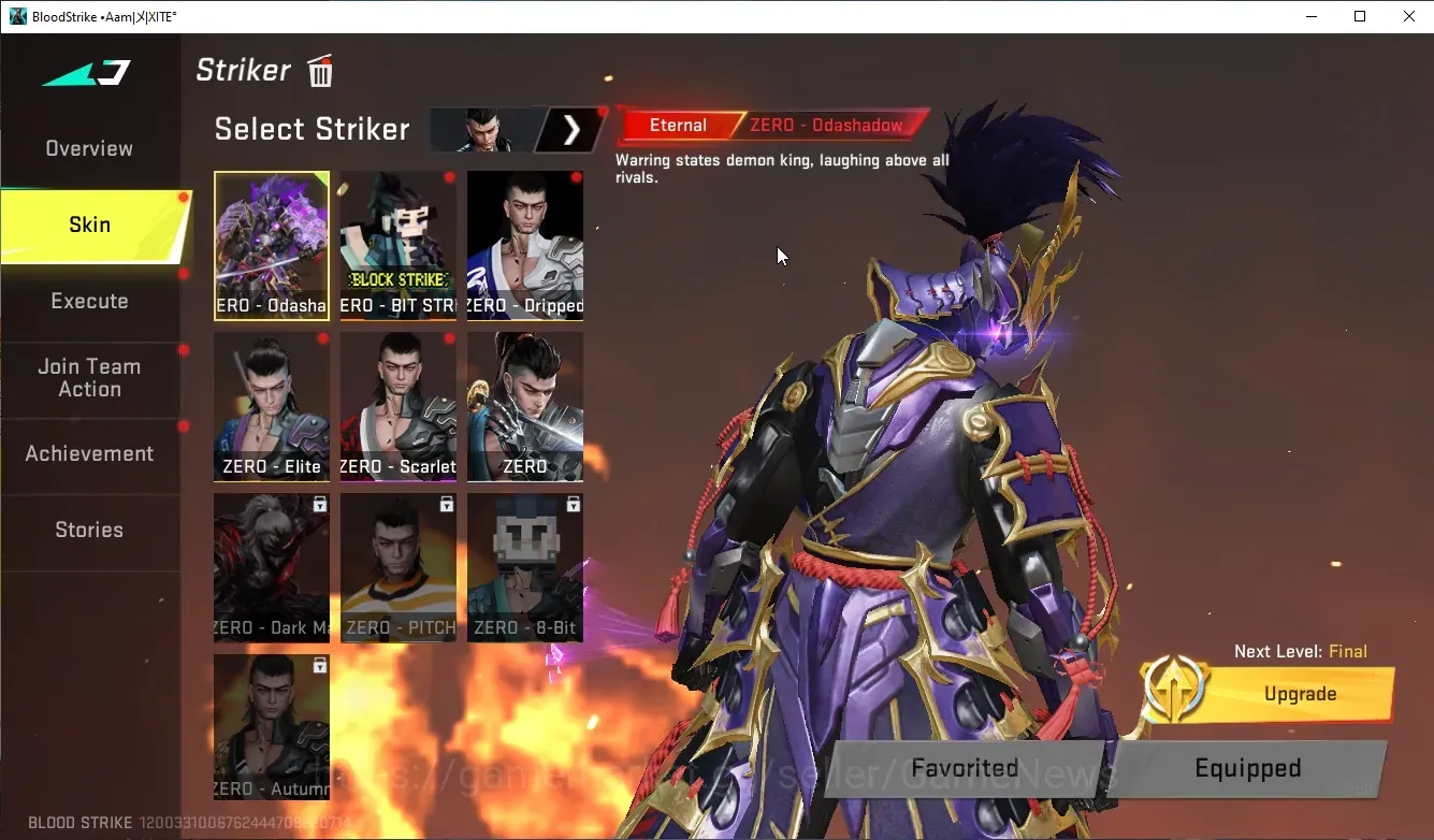 Blood Strike Accounts Collab Skin Asia|Eternal ZERO-Odashadow Lv2|Melee Ultra Buterfly Knife|Collab AOT MCX,etc|14 Ultra|2 1