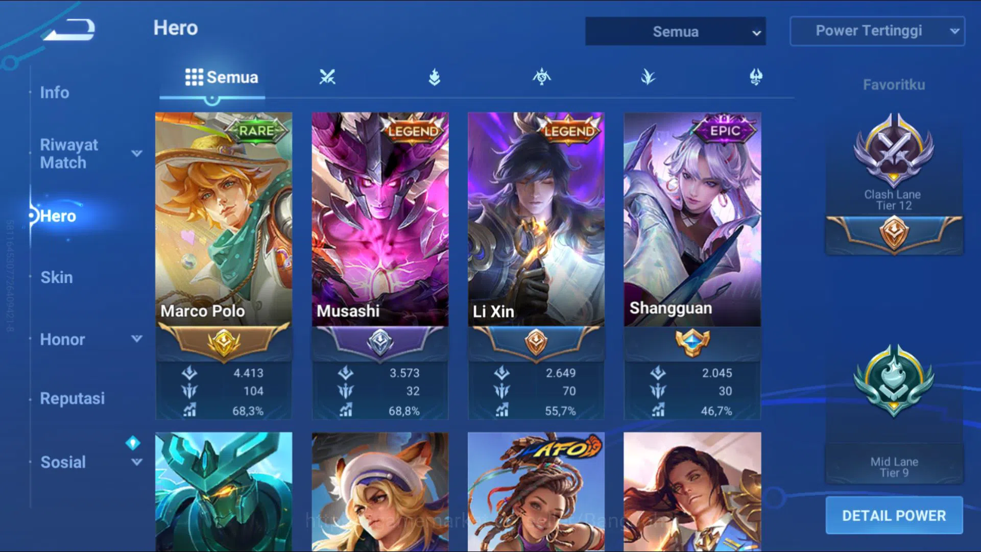 Honor of Kings Accounts [GLOBAL Good Acc] 112 H & 208 S | 6 Legend, Blesse image 2