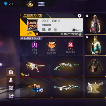 Free Fire Accounts M1887 LUMUT - MP5 2 JUTA LV 4 - SKIN TINJU ON - BUNDLE PANTHER - PRIME 4 - SENJATA FULL IDAMAN - EMOT