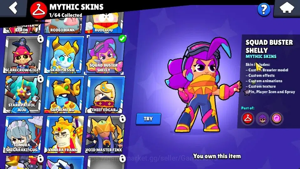 Brawl Stars Accounts 18253 Trophy|56 Brawlers 4 Max Lvl |89 Skins|1 Myt image 11