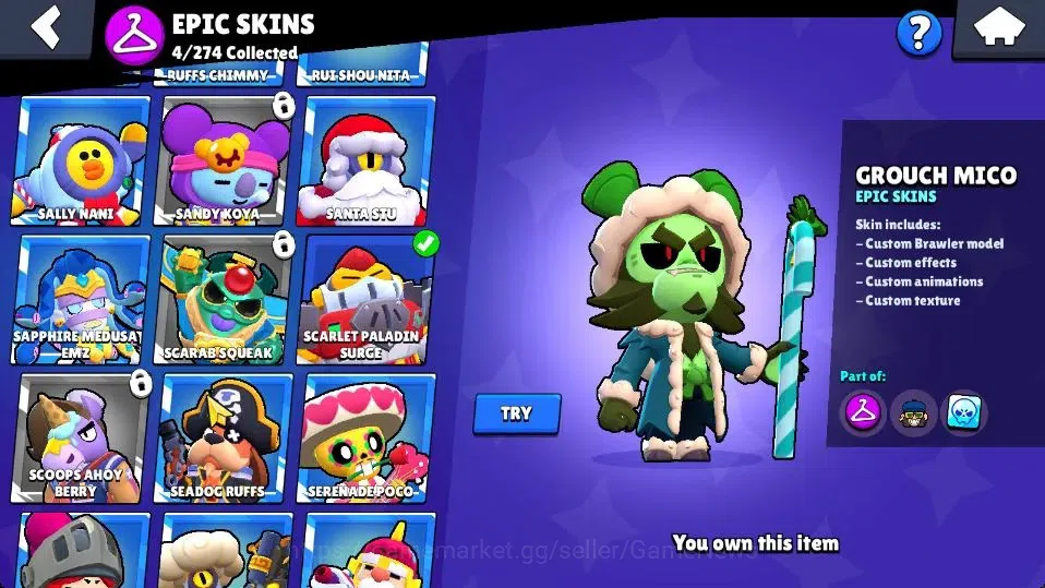 Brawl Stars Accounts 18253 Trophy|56 Brawlers 4 Max Lvl |89 Skins|1 Myt image 13