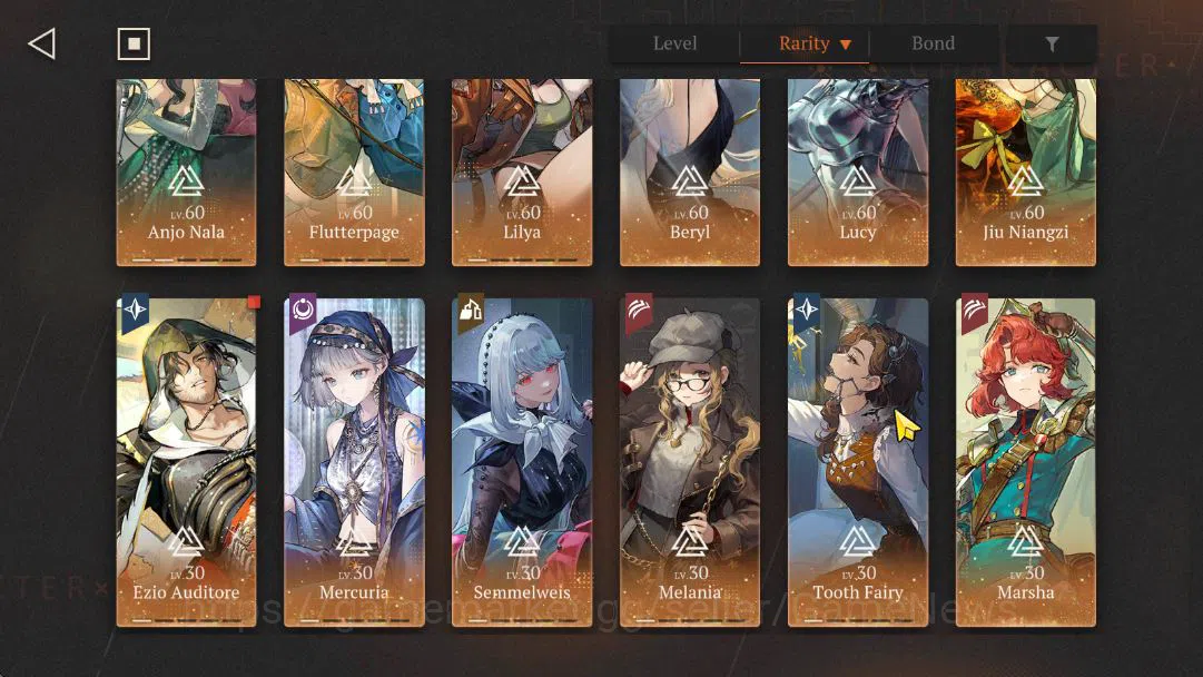 Reverse: 1999 Accounts Midgame GLOBAL|Lv69|34*6Crew(6limit)|(AnjoNalaP2,EzioP1,Beryl,Lucy,JiuNiangzi,LiangYue)+Psy|Unilog 3