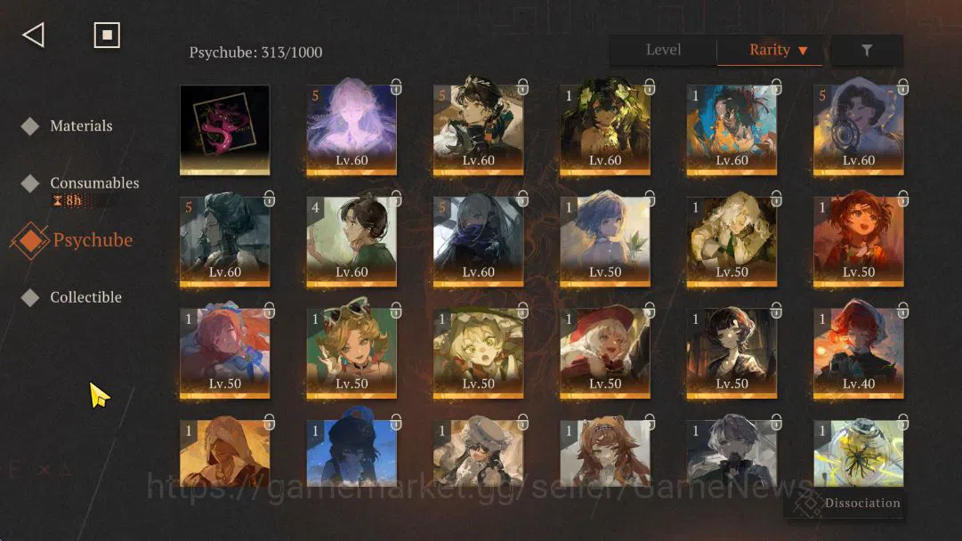 Reverse: 1999 Accounts Midgame GLOBAL|Lv69|34*6Crew(6limit)|(AnjoNalaP2,EzioP1,Beryl,Lucy,JiuNiangzi,LiangYue)+Psy|Unilog 9