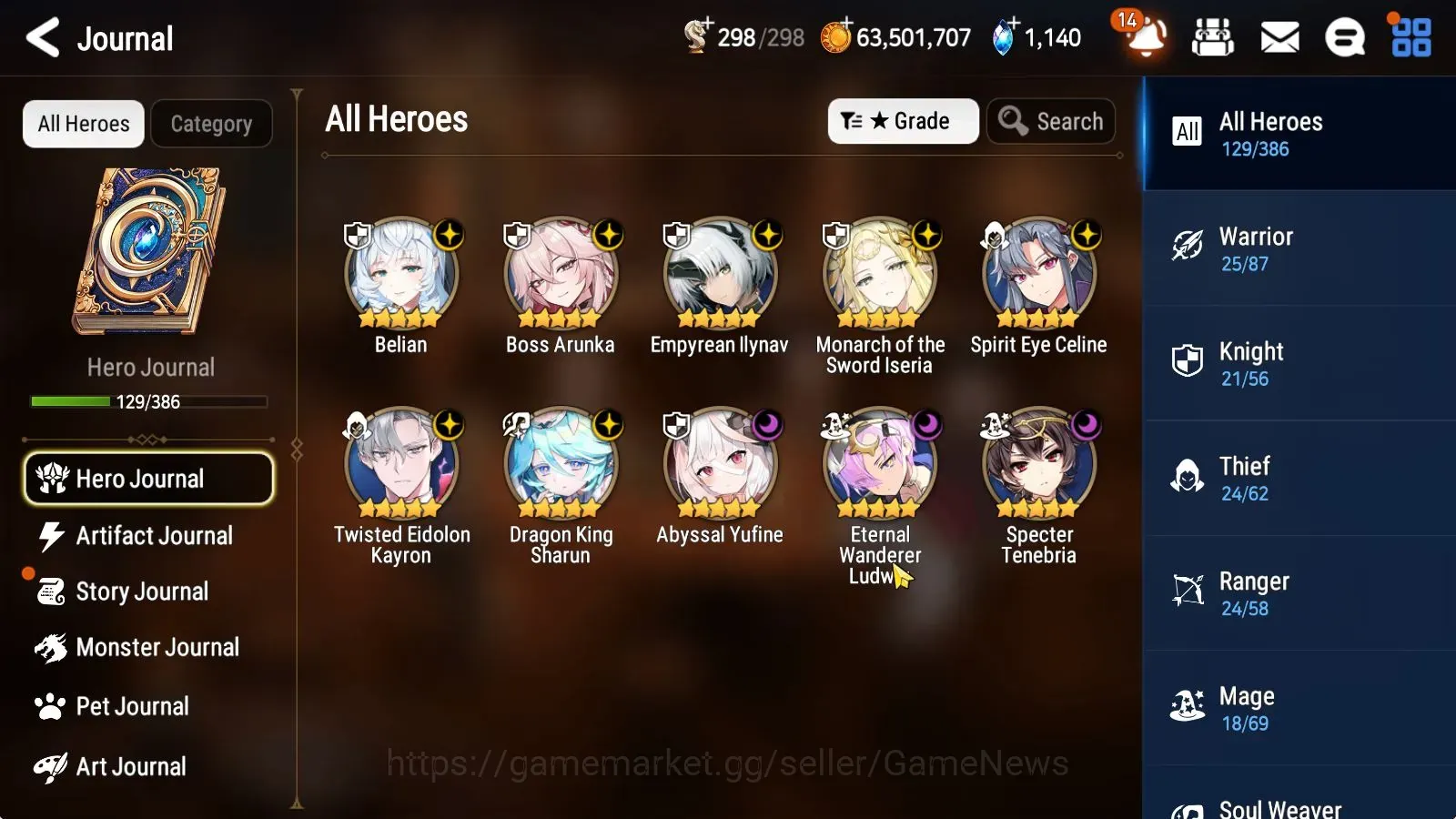 Epic Seven Accounts High-End GLOBAL UnVerif|New Era|10 ML(Monarch Iseria,BArunka,Belian,Etc)+AFS Flan,Estelle,Rinak,Etc|Poh 1