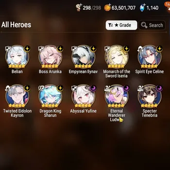 Epic Seven Accounts High-End GLOBAL UnVerif|New Era|10 ML(Monarch Iseria,BArunka,Belian,Etc)+AFS Flan,Estelle,Rinak,Etc|Poh