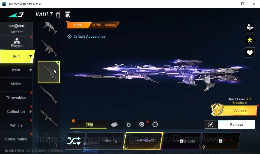 Blood Strike Accounts Others ASIA|2 Ultra M700 Iridian,Galil Knight|3 Legendary AR97 Abyss,SCAR Abyss,Origin-12 Energy 1