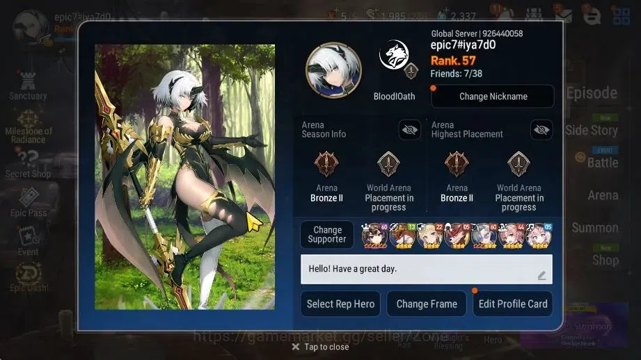 Epic Seven Accounts Starter Global| Starter New Era 4ML (Emp ILynav, DJ basar, MAKen, STenebria)|PoH,Bless,Theater ON|Stove 8