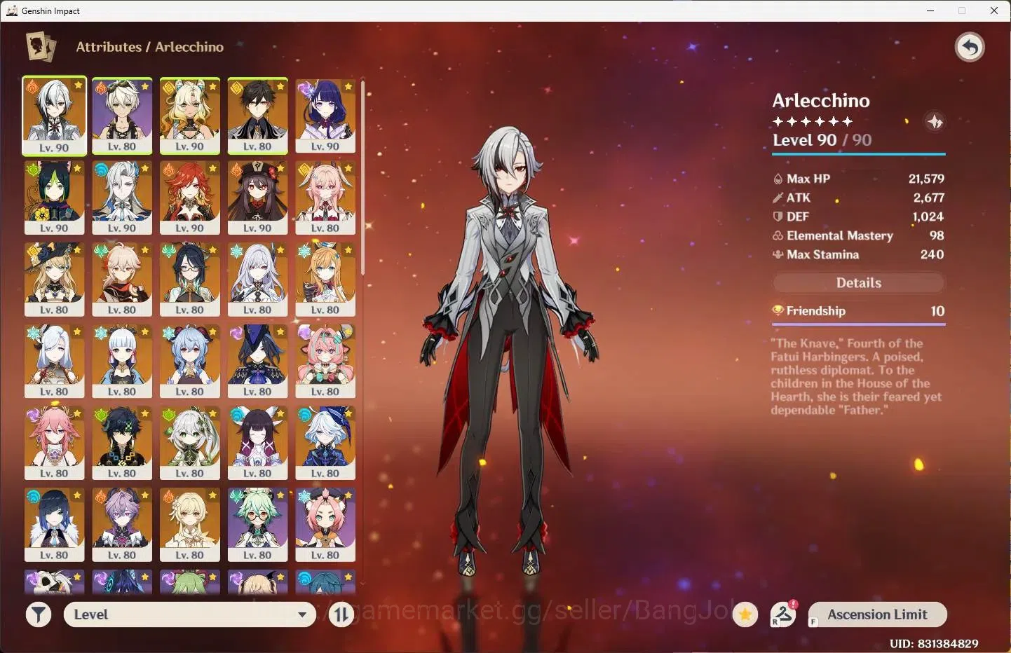 Genshin Impact Accounts Mid Game ASIA | AR 60|25 Limit|Arlecchino C1,Neuvillette,Furina,ShenheC1,GanyuC1+7 Charstd|4 (*5 2