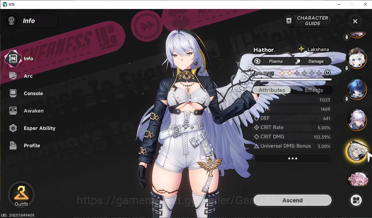 Neverness to Everness Accounts Global SEA|HL 45|TL 27|9 SSR 4 Limited [Nanally+Outfit,Shinku,Lacrimosa,Hotori]|1 SSR 11