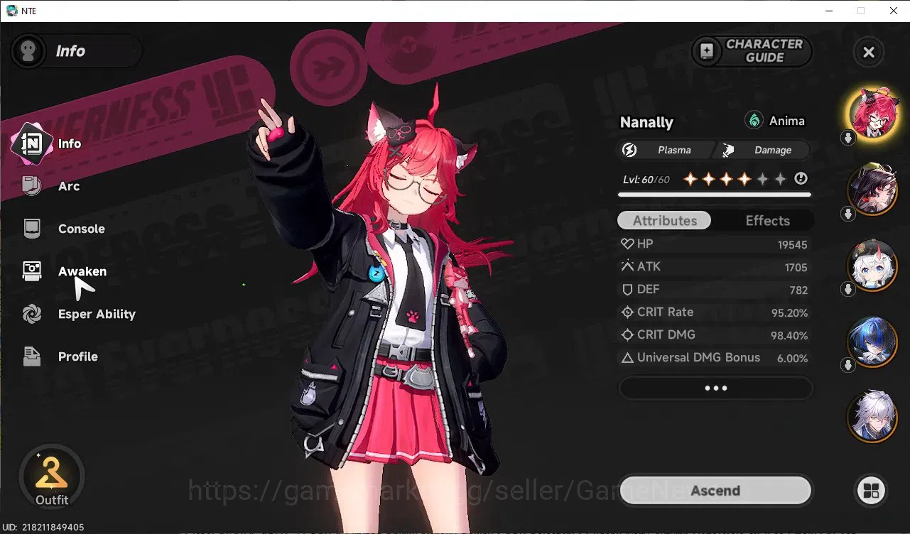 Neverness to Everness Accounts Global SEA|HL 45|TL 27|9 SSR 4 Limited [Nanally+Outfit,Shinku,Lacrimosa,Hotori]|1 SSR 6