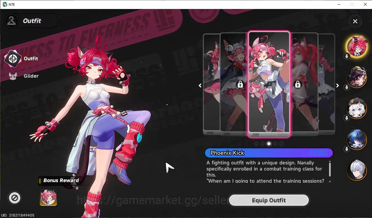 Neverness to Everness Accounts Global SEA|HL 45|TL 27|9 SSR 4 Limited [Nanally+Outfit,Shinku,Lacrimosa,Hotori]|1 SSR 7