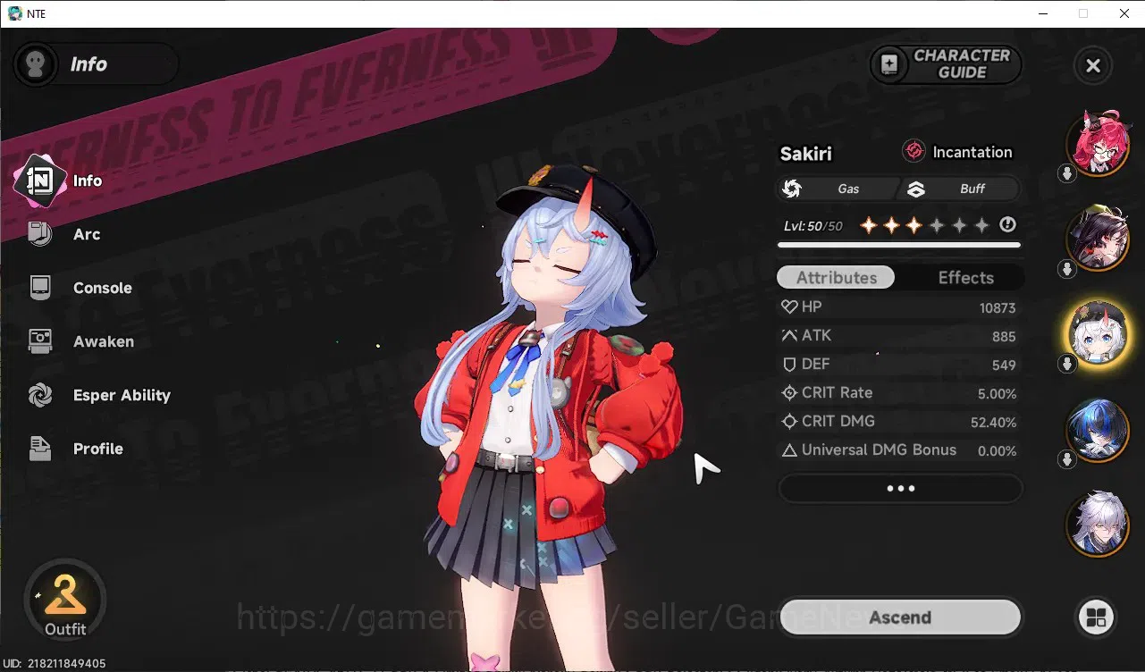 Neverness to Everness Accounts Global SEA|HL 45|TL 27|9 SSR 4 Limited [Nanally+Outfit,Shinku,Lacrimosa,Hotori]|1 SSR 8