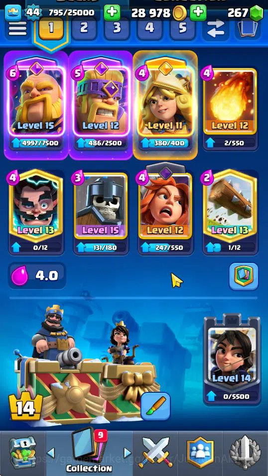 Clash Royale Accounts Lvl 44|Trophy 8585|KTL 14|Limited Skin|Card 119| 1 image 3