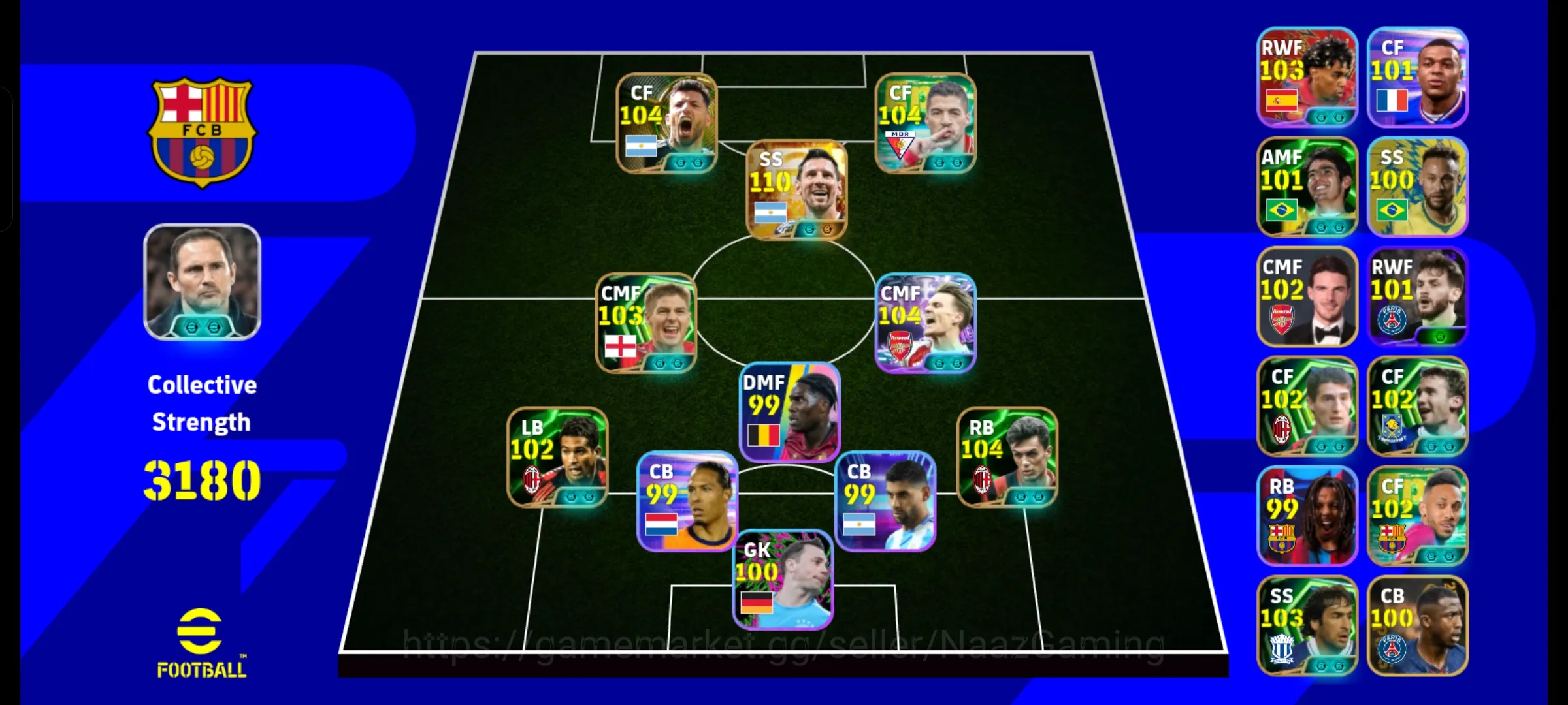 eFootball Accounts Legends & Iconic Players 3180+ Team I Messi 110 I Suarez 105 I Odegaard 104 I Maldini 105 I Aguero 105 I 1