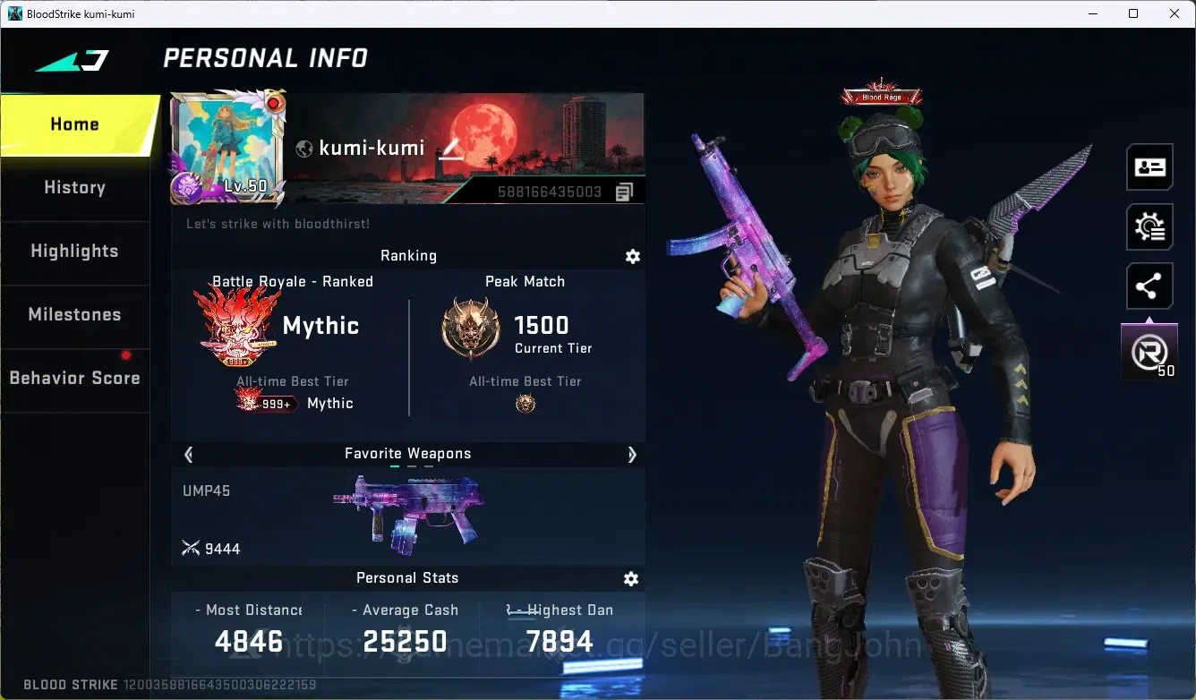 Blood Strike Accounts ASIA |1 ETERNAL DESERT|4 COLLAB GUN (2 TR,2 7DS)|1 image 1
