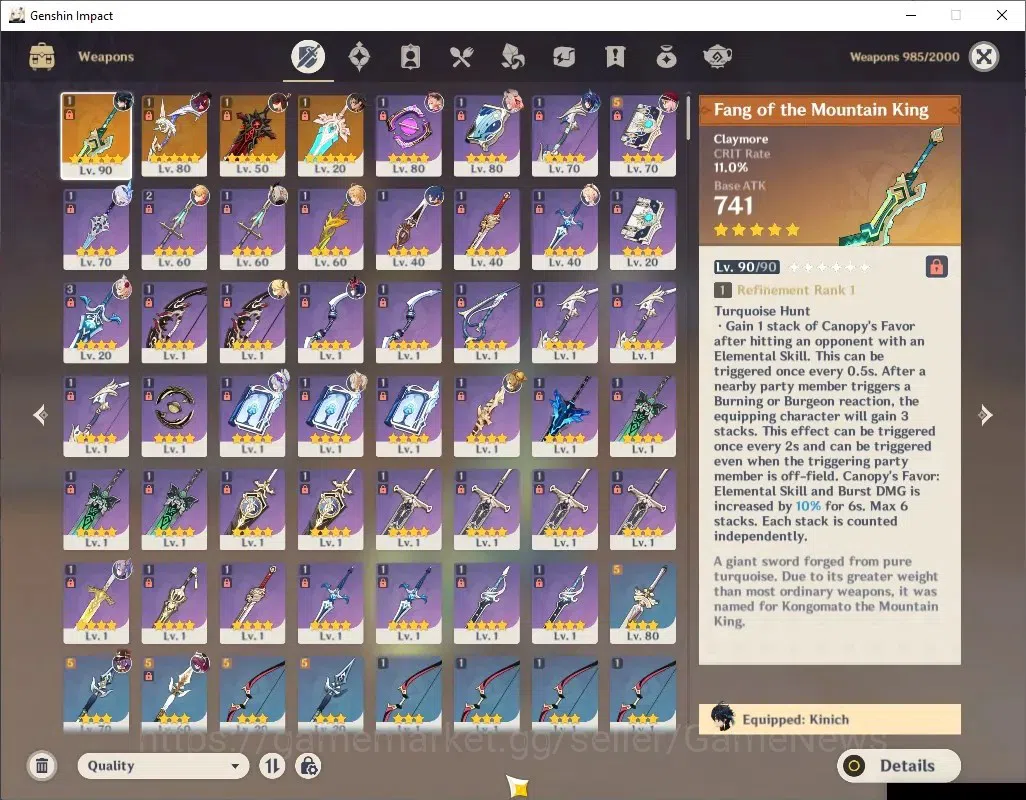 Genshin Impact Accounts ASIA|AR55|4 Limited + 4 (*5Weapon)|Skirk,Varesa,Ch image 10