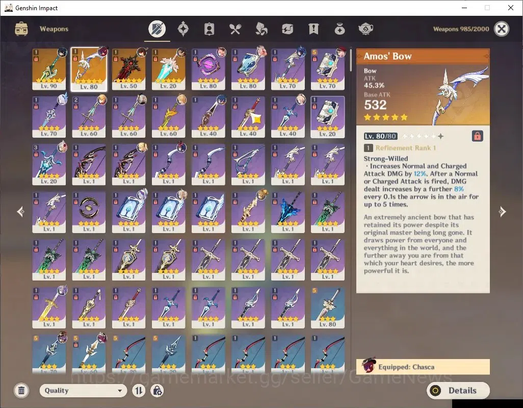 Genshin Impact Accounts ASIA|AR55|4 Limited + 4 (*5Weapon)|Skirk,Varesa,Ch image 11
