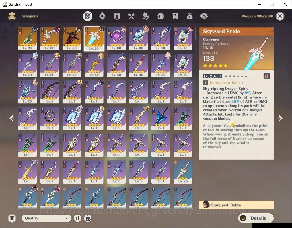 Genshin Impact Accounts ASIA|AR55|4 Limited + 4 (*5Weapon)|Skirk,Varesa,Ch image 13