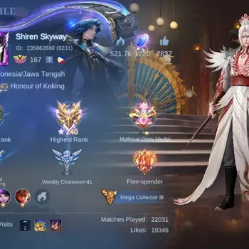Mobile Legends: Bang Bang Accounts Collector Global|Skin 519|Mega|Legend Miya+Alucard+Gusion,KFP Akai+Thamuz+Ling,SoulV