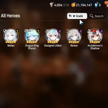 Epic Seven Accounts Starter Global Unverif|Starter|5 ML(Belian, DK Sharun, D.Lilibet, Renoa, A.Shadow)|Theater