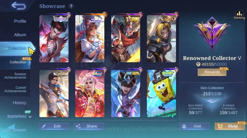 Mobile Legends: Bang Bang Accounts Hero 100|Skin 211|High Immo 444|Recal Abysal Thund image 2