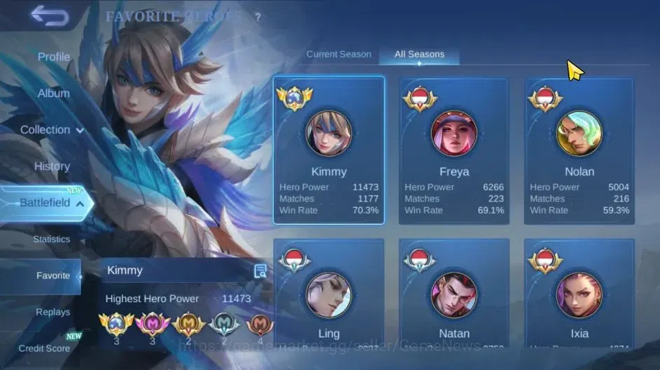 Mobile Legends: Bang Bang Accounts Hero 100|Skin 211|High Immo 444|Recal Abysal Thund image 4