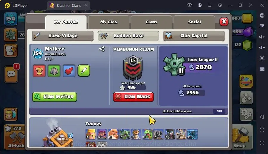Clash of Clans Accounts High-End GLOBAL | TH 13-BH 9|LVL154|BK61,AQ71,MP44,GW40,RC21|BM21,BC15|3 Legend skin|Gem 122|Proteck 20