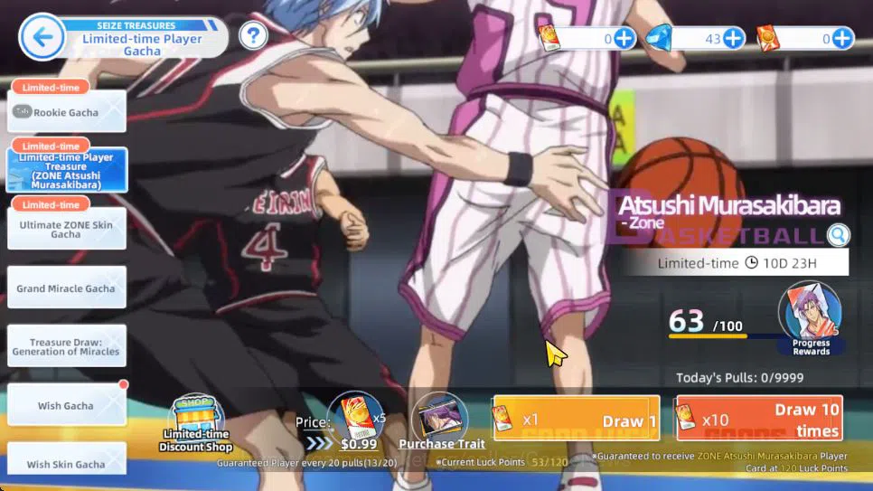 Kuroko's Basketball Street Rivals Accounts SEA SV 46|Lv15|Zone Atshushi,Taiga Kagami,Shinji K image 4
