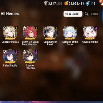 Epic Seven Accounts Starter Global Unverif|Mor 14|7 ML(Bunny Girl Moro,Conqueror Lilias,etc)+Abys