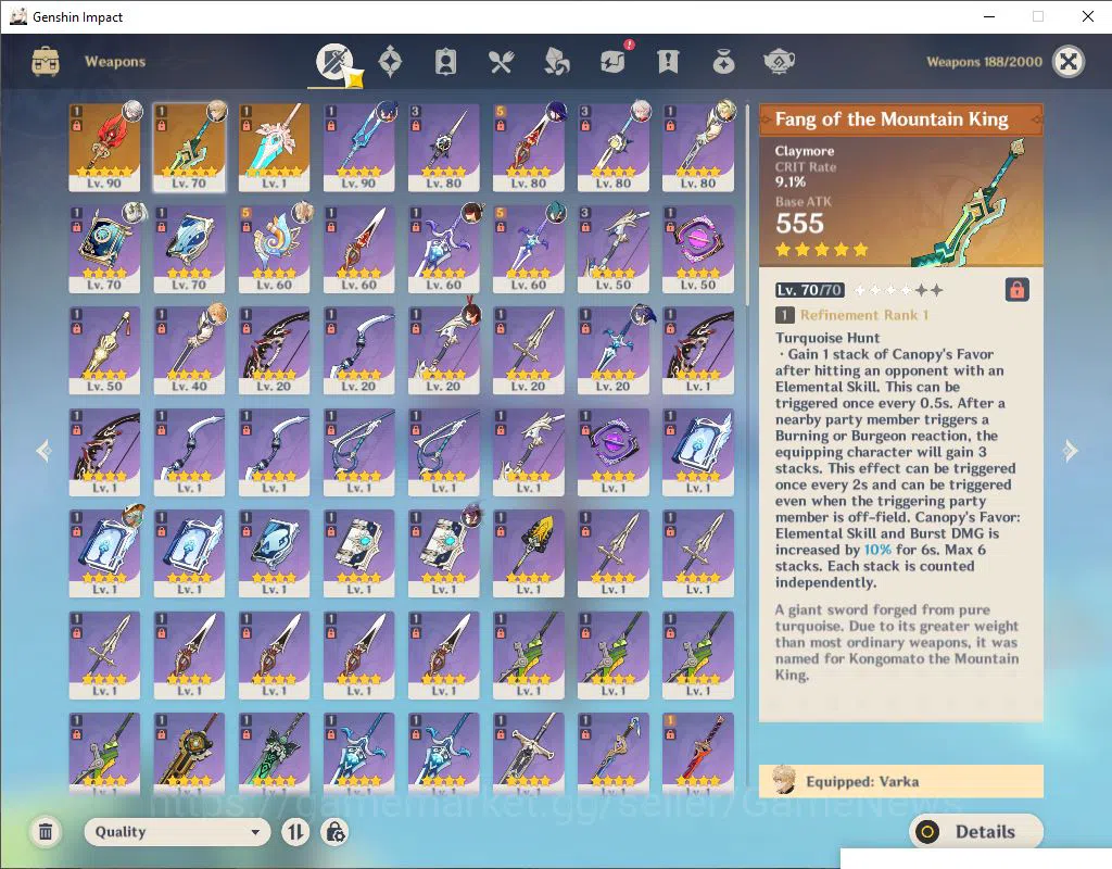 Genshin Impact Accounts Asia|AR 55|6 Limited 3(*5Weapon)| Varka,Arlecchino image 4