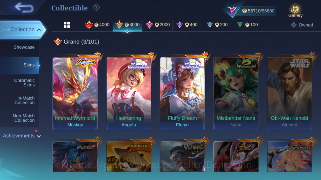 Mobile Legends: Bang Bang Accounts Others Hero 110 | skin 201 | sanrio angela | sanrio floryn | all star moskov | luckybox 11