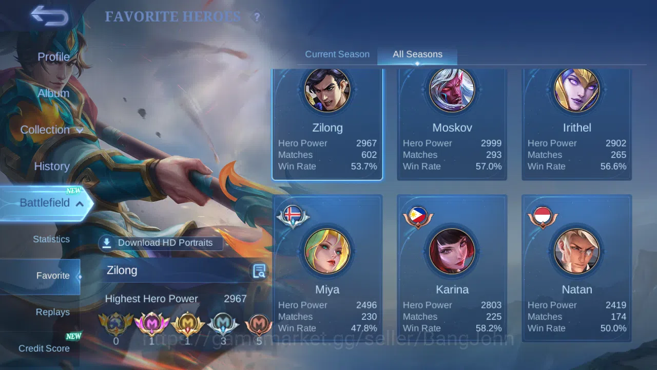 Mobile Legends: Bang Bang Accounts Others Hero 110 | skin 201 | sanrio angela | sanrio floryn | all star moskov | luckybox 4