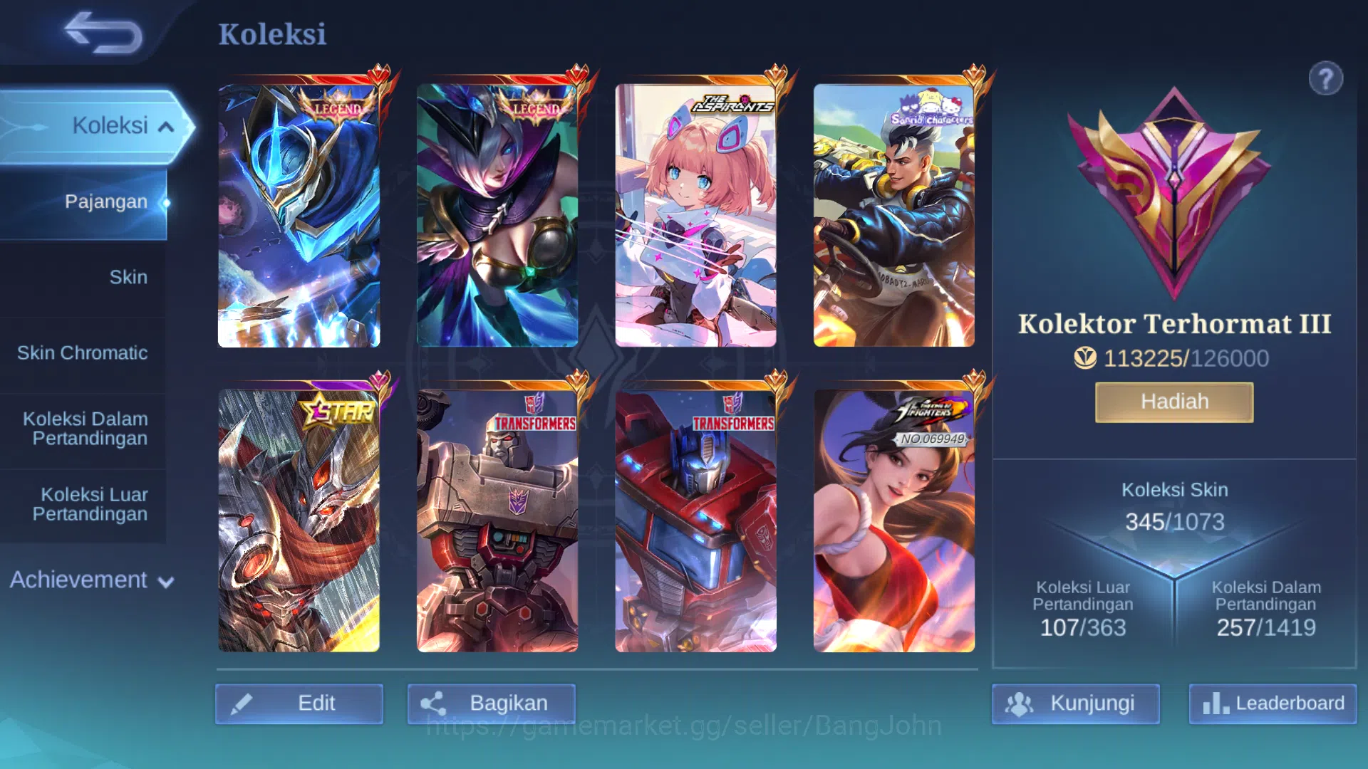 Mobile Legends: Bang Bang Accounts Hero 127 | Skin 345 | Legend Gusion, Miya | Transf image 11