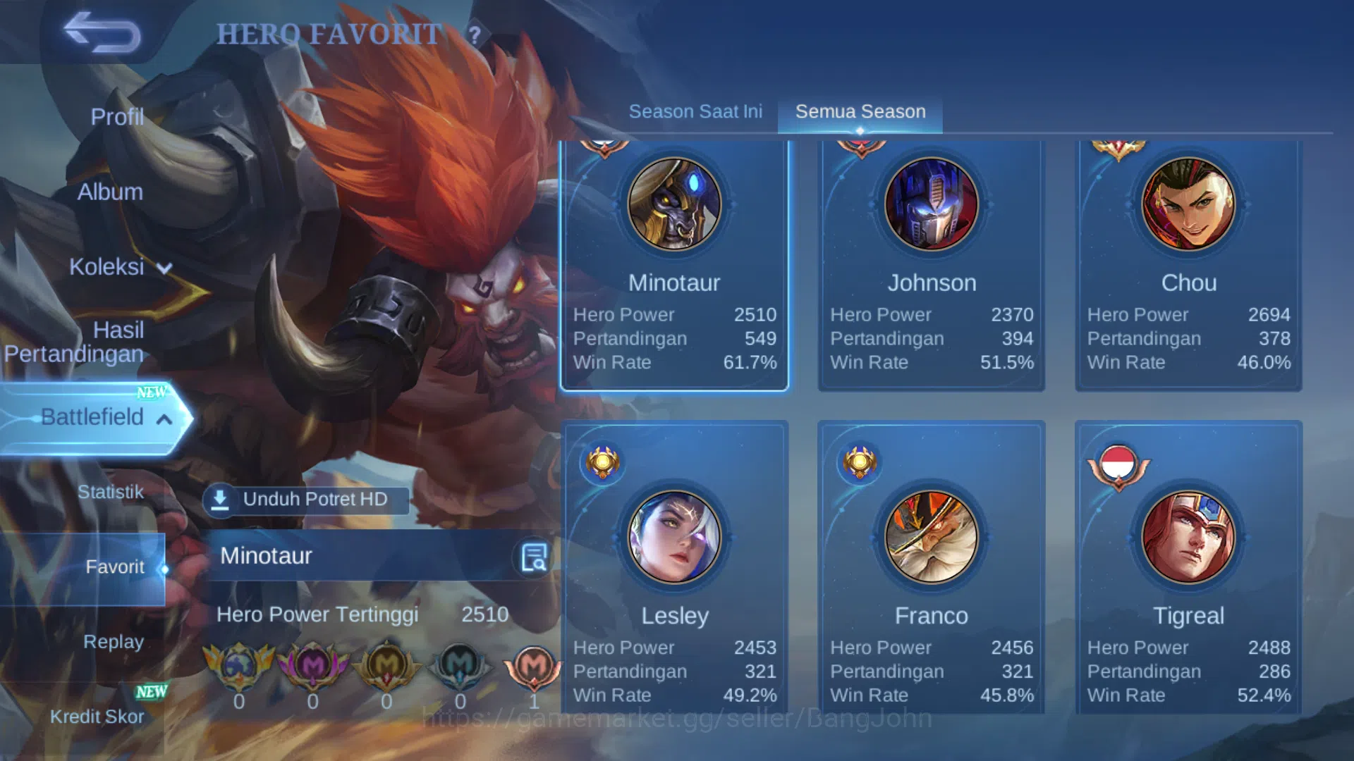 Mobile Legends: Bang Bang Accounts Hero 127 | Skin 345 | Legend Gusion, Miya | Transf image 17