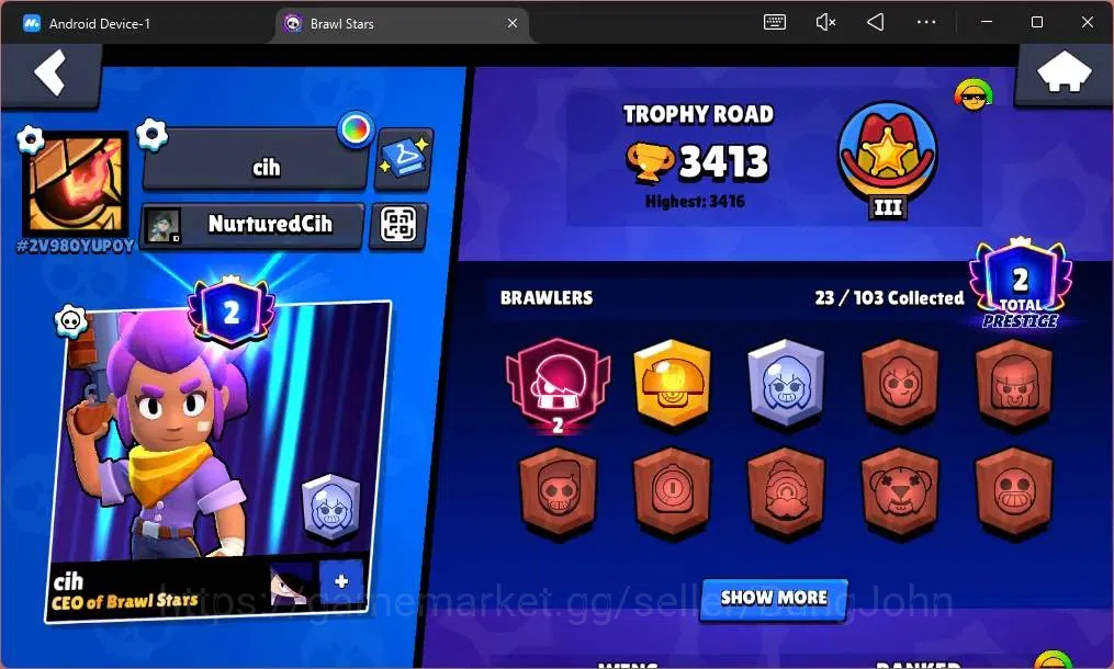 Brawl Stars Accounts Global | 3413 Trophy|23 Brawler|1 Max Hypercharge( image 2