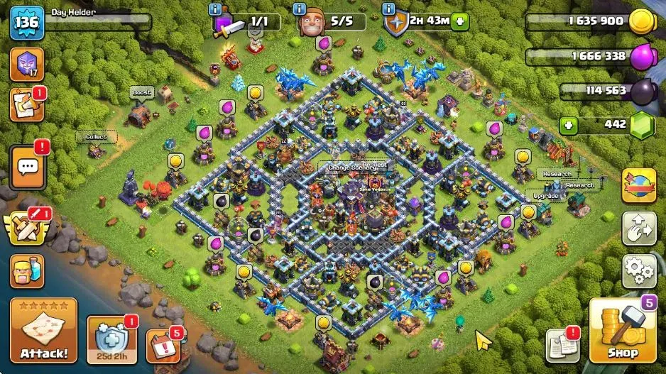 Clash of Clans Accounts TH15-BH8|LVL 136|League Witch17|Ghost Queen Skin|B image 2