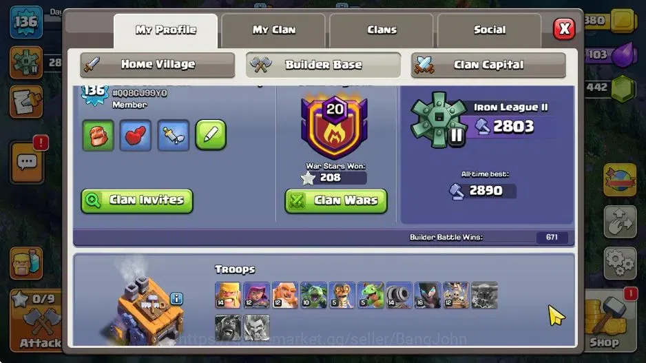 Clash of Clans Accounts TH15-BH8|LVL 136|League Witch17|Ghost Queen Skin|B image 8