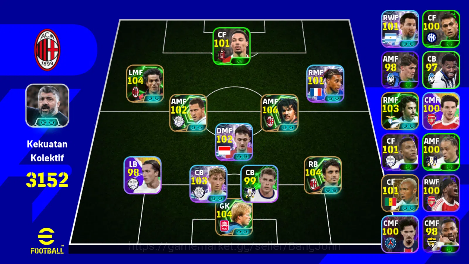 eFootball Others Power 3152 | gullit epic db new | massimo oddo epi image 1