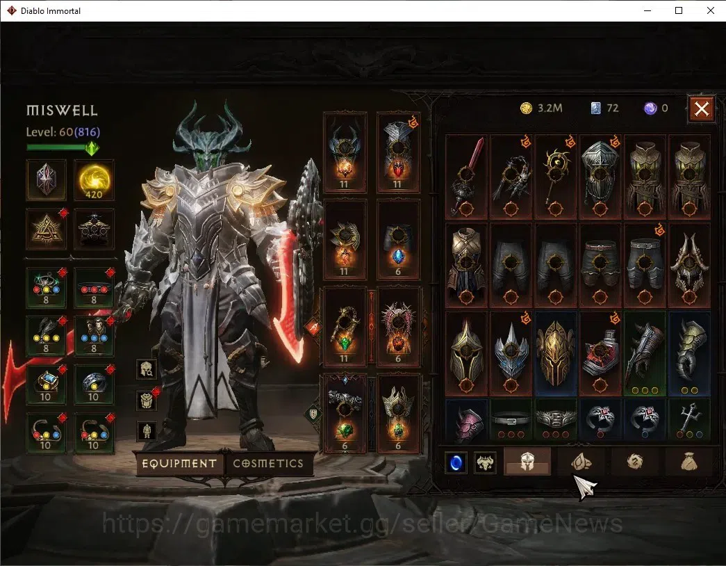 Diablo Immortal Accounts SA - Malah|CS ON|Lv60(816)|Crusader|CR 43k|Reso 42 image 7