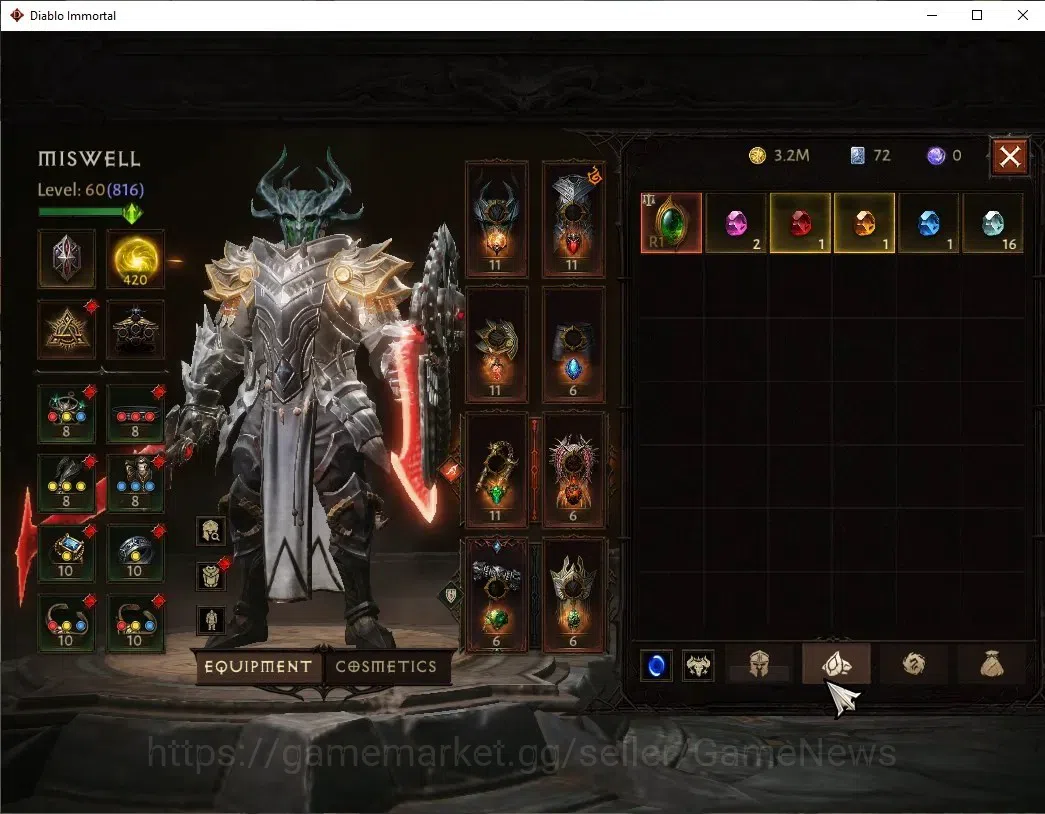 Diablo Immortal Accounts SA - Malah|CS ON|Lv60(816)|Crusader|CR 43k|Reso 42 image 8