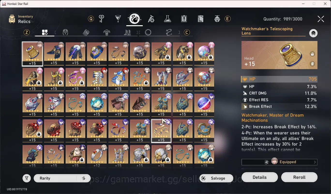 Honkai Star Rail Accounts Others ASIA | TL 70 | Limit 22 | Costume Ruan Mei | Acheron S1 | Cyerene | Tribbie | Saber | Robin 12