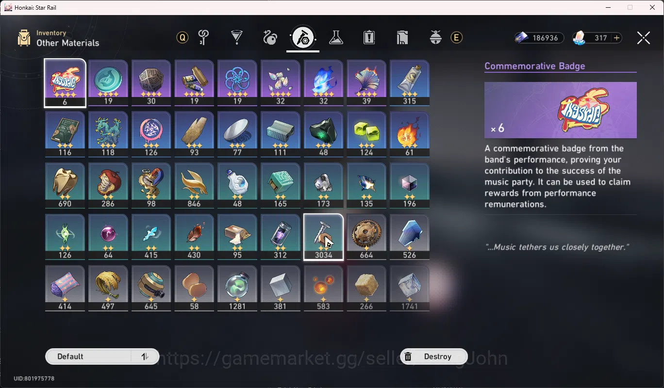 Honkai Star Rail Accounts Others ASIA | TL 70 | Limit 22 | Costume Ruan Mei | Acheron S1 | Cyerene | Tribbie | Saber | Robin 13