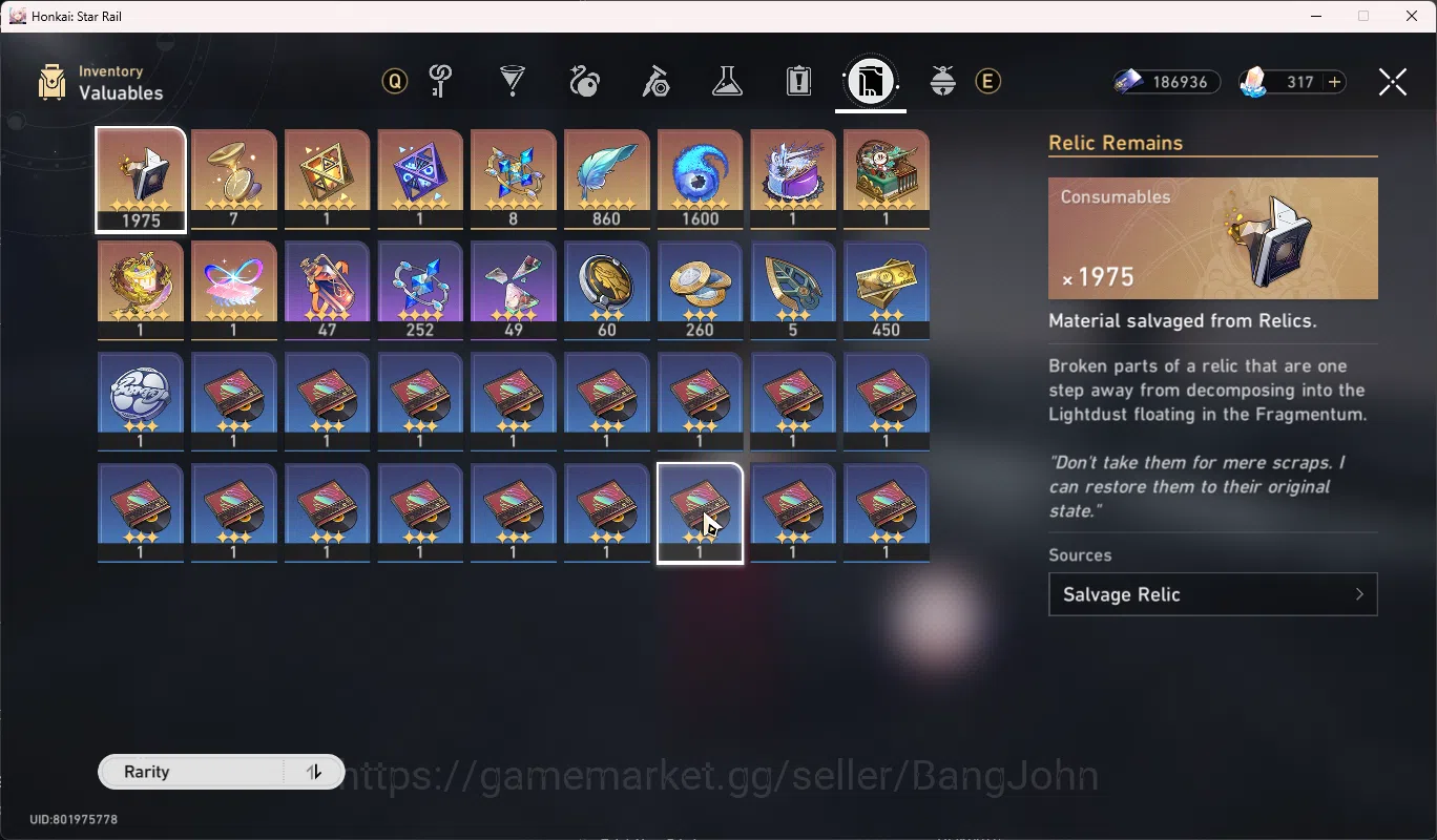 Honkai Star Rail Accounts Others ASIA | TL 70 | Limit 22 | Costume Ruan Mei | Acheron S1 | Cyerene | Tribbie | Saber | Robin 16